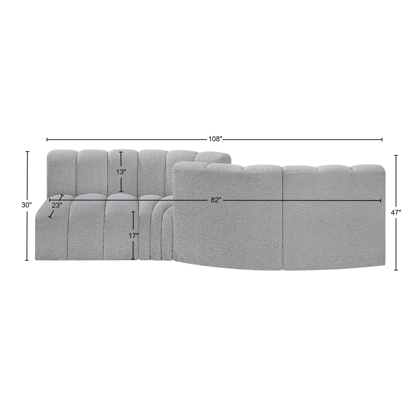 zara grey boucle fabric modular sofa s4a