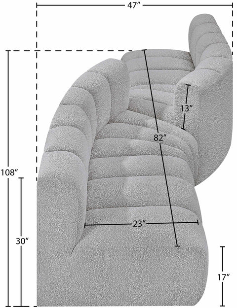Briar Grey 108 Boucle Fabric Upholstered Modular Sectional, 4-Piece