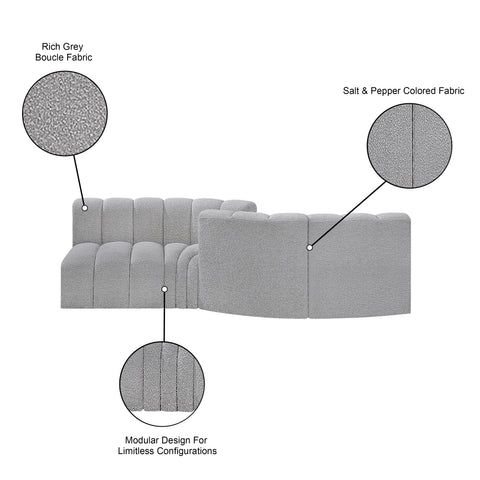 Briar Grey 108 Boucle Fabric Upholstered Modular Sectional, 4-Piece