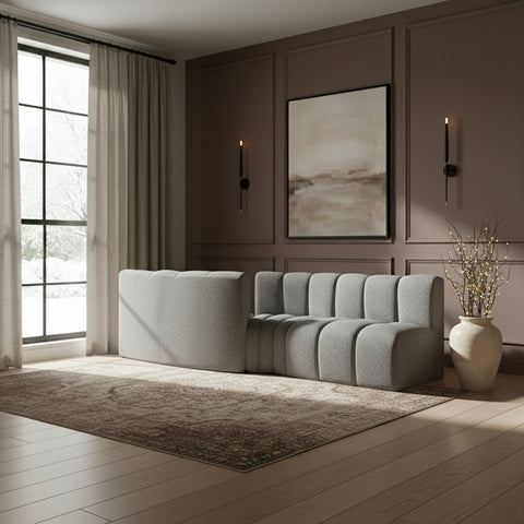 Briar Grey 108 Boucle Fabric Upholstered Modular Sectional, 4-Piece