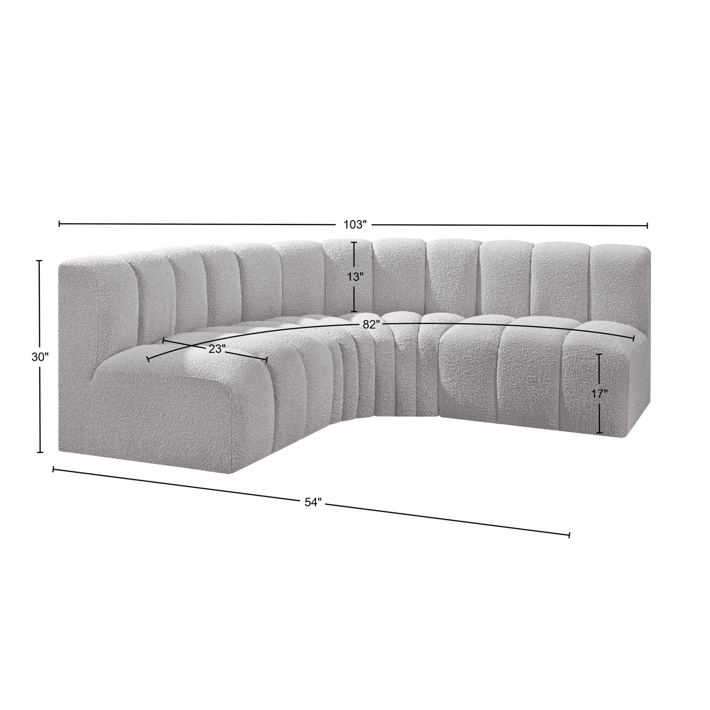 zara grey boucle fabric modular sofa s4b