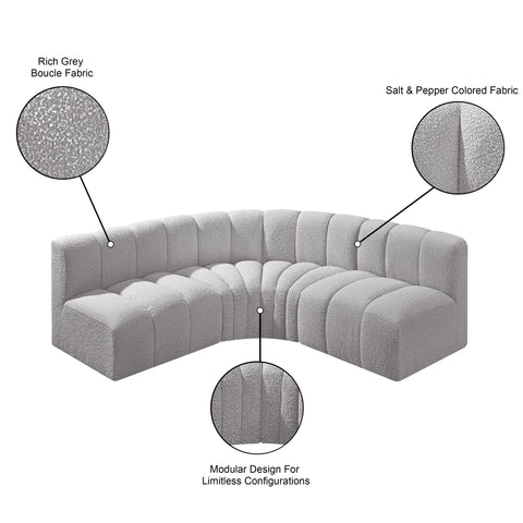 Briar Grey 103 Boucle Fabric Upholstered Modular Sectional, 4-Piece
