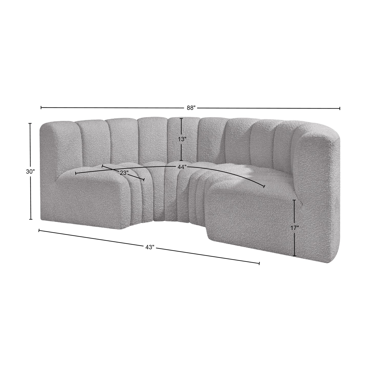 zara grey boucle fabric modular sofa s4c