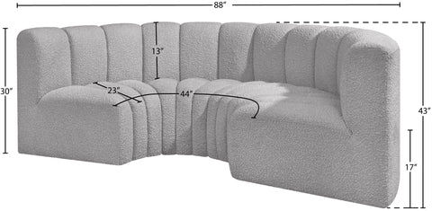 Briar Grey 88 Boucle Fabric Upholstered Modular Sectional, 4-Piece