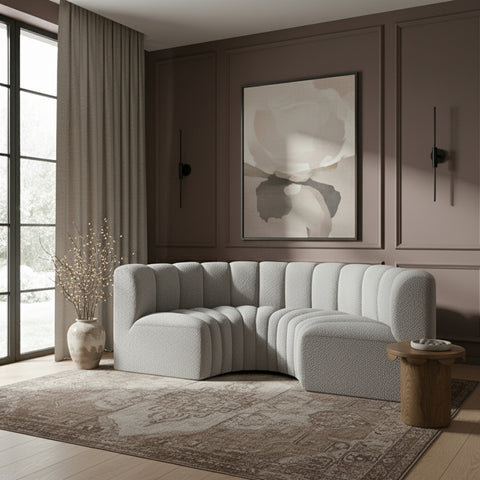 Briar Grey 88 Boucle Fabric Upholstered Modular Sectional, 4-Piece