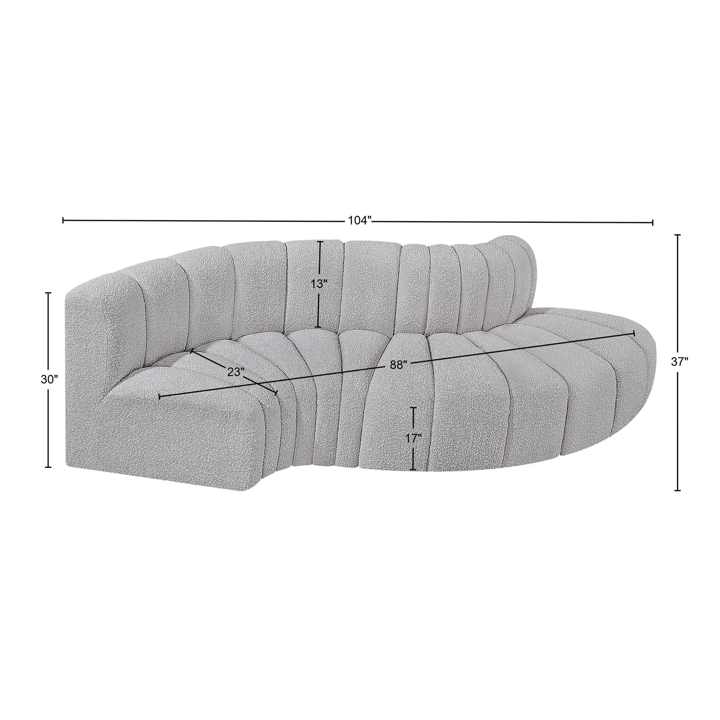 zara grey boucle fabric modular sofa s4d