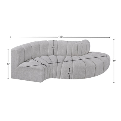 Zara Grey Boucle Fabric Modular Sofa S4D