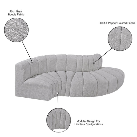 Briar Grey 104 Boucle Fabric Upholstered Modular Sectional, 4-Piece
