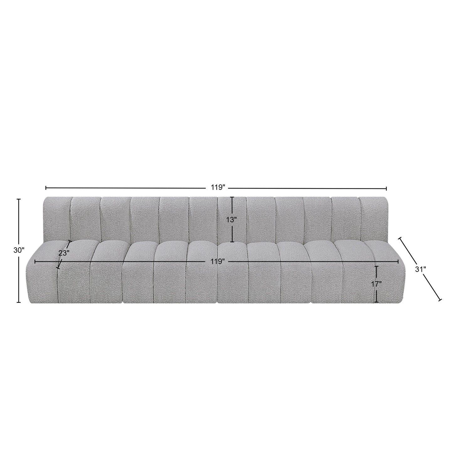 zara grey boucle fabric modular sofa s4e