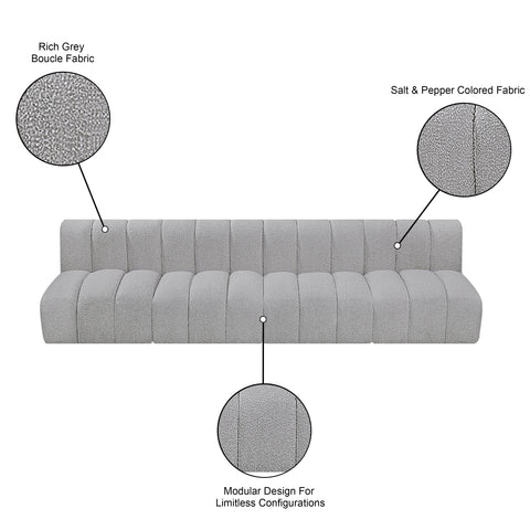 Briar Grey 119 Boucle Fabric Upholstered Modular Sectional, 4-Piece