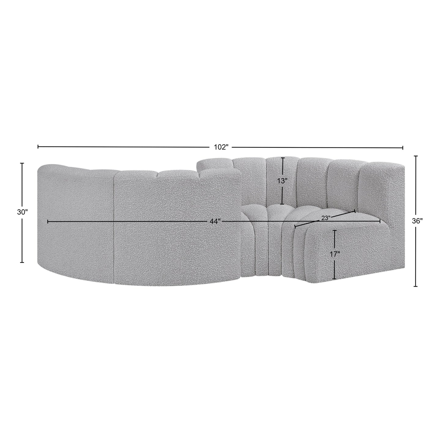 zara grey boucle fabric modular sofa s4f