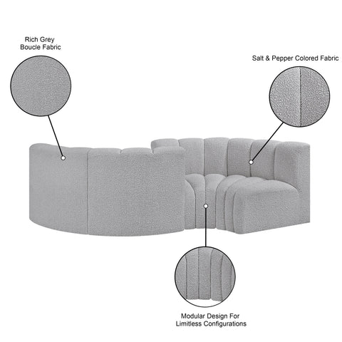 Briar Grey 102 Boucle Fabric Upholstered Modular Sectional, 4-Piece