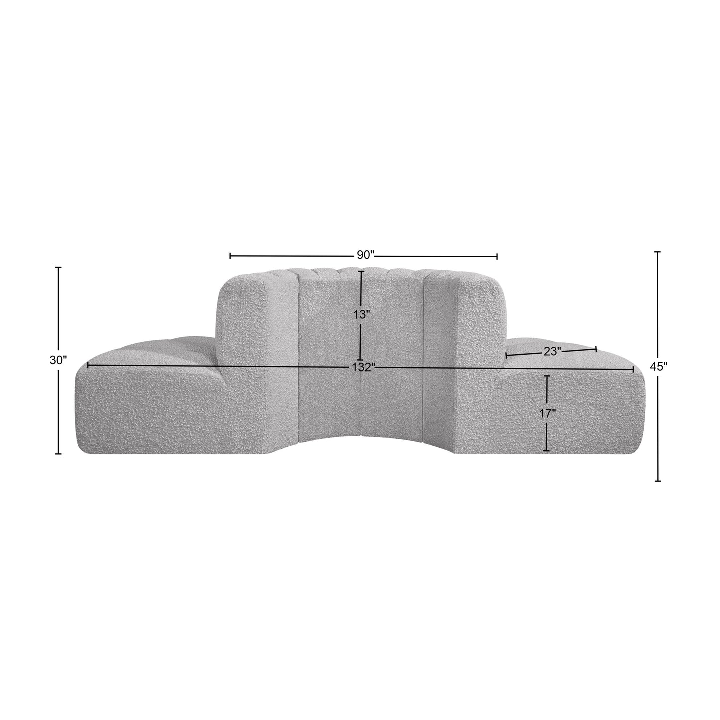 zara grey boucle fabric modular sofa s4g