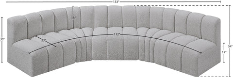 Briar Grey 133 Boucle Fabric Upholstered Modular Sectional, 5-Piece