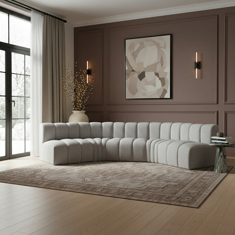 Briar Grey 133 Boucle Fabric Upholstered Modular Sectional, 5-Piece