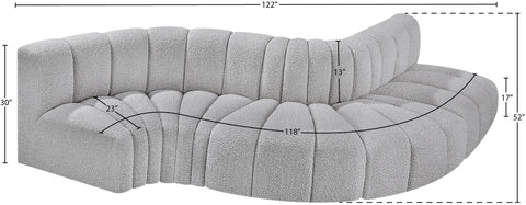 Briar Grey 122 Boucle Fabric Upholstered Modular Sectional, 5-Piece