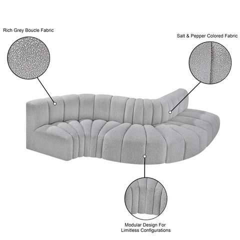 Briar Grey 122 Boucle Fabric Upholstered Modular Sectional, 5-Piece