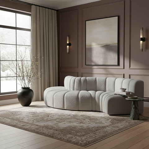 Briar Grey 122 Boucle Fabric Upholstered Modular Sectional, 5-Piece