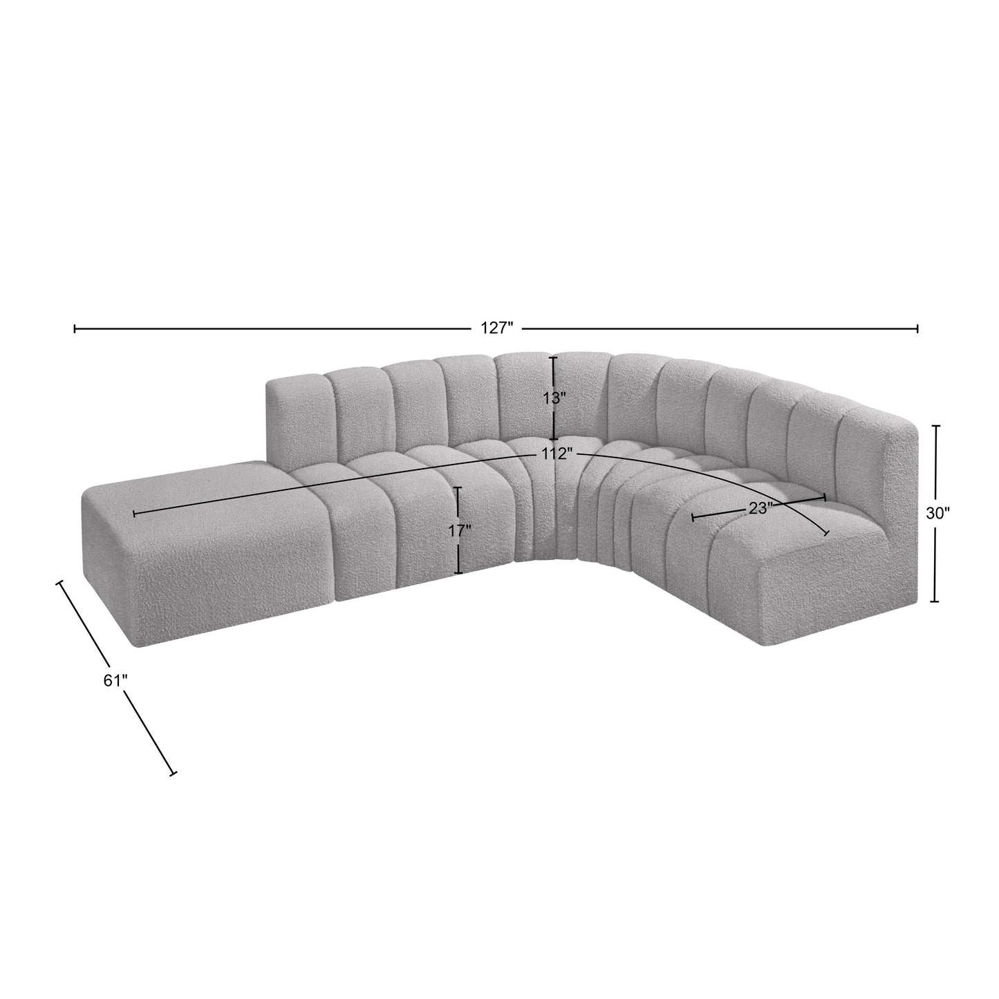 zara grey boucle fabric modular sofa s5c