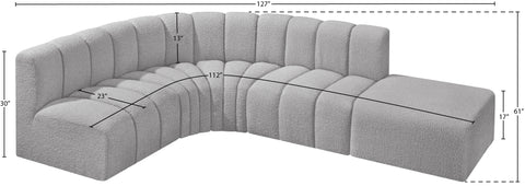 Briar Grey 127 Boucle Fabric Upholstered Modular Sectional, 5-Piece