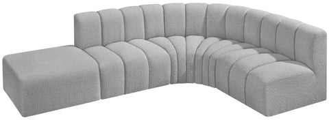 Briar Grey 127 Boucle Fabric Upholstered Modular Sectional, 5-Piece