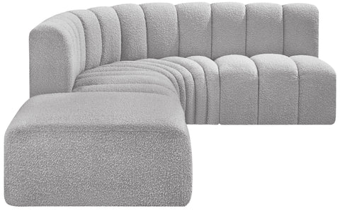 Briar Grey 127 Boucle Fabric Upholstered Modular Sectional, 5-Piece