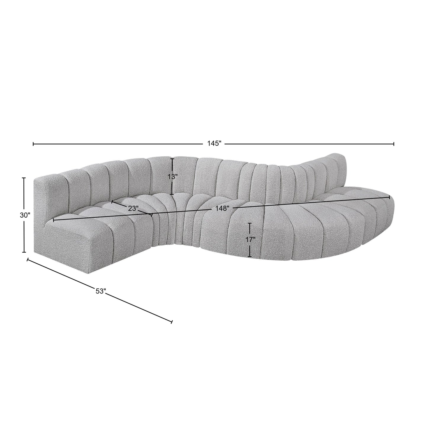 zara grey boucle fabric modular sofa s6a