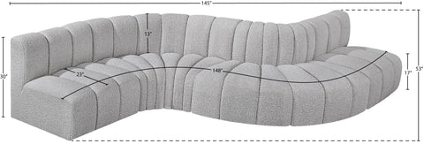 Briar Grey 145 Boucle Fabric Upholstered Modular Sectional , 6-Piece (Style 1)