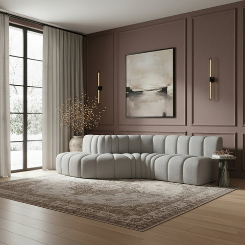 Briar Grey 145 Boucle Fabric Upholstered Modular Sectional , 6-Piece (Style 1)
