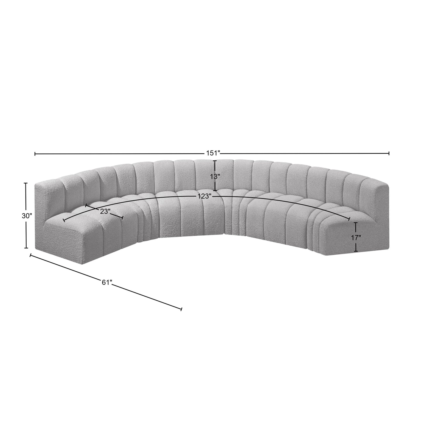 zara grey boucle fabric modular sofa s6b