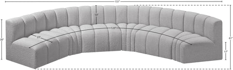 Briar Grey 151 Boucle Fabric Upholstered Modular Sectional, 6-Piece