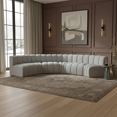 Briar Grey 151 Boucle Fabric Upholstered Modular Sectional, 6-Piece