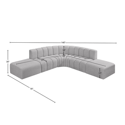 Zara Grey Boucle Fabric Modular Sofa S6C