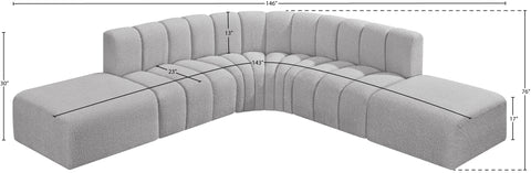 Briar Grey 146 Boucle Fabric Upholstered Modular Sectional, 6-Piece