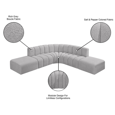 Briar Grey 146 Boucle Fabric Upholstered Modular Sectional, 6-Piece