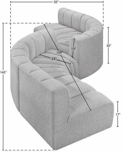 Briar Grey 145 Boucle Fabric Upholstered Modular Sectional , 6-Piece (Style 2)