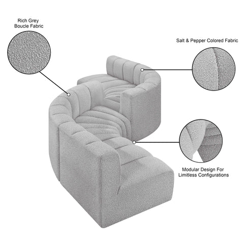 Briar Grey 145 Boucle Fabric Upholstered Modular Sectional , 6-Piece (Style 2)