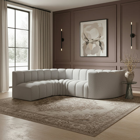 Briar Grey 145 Boucle Fabric Upholstered Modular Sectional , 6-Piece (Style 2)