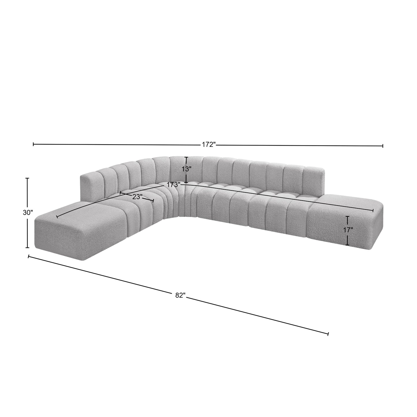 zara grey boucle fabric modular sofa s7a