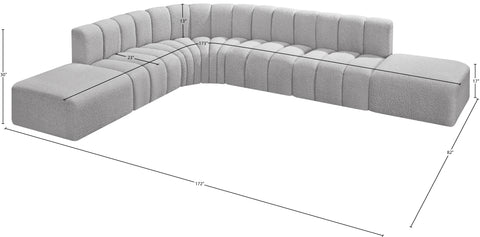 Briar Grey 172 Boucle Fabric Upholstered Modular Sectional, 7-Piece