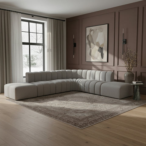 Briar Grey 172 Boucle Fabric Upholstered Modular Sectional, 7-Piece