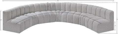 Briar Grey 162 Boucle Fabric Upholstered Modular Sectional, 7-Piece