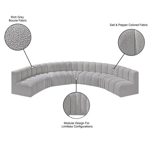 Briar Grey 162 Boucle Fabric Upholstered Modular Sectional, 7-Piece