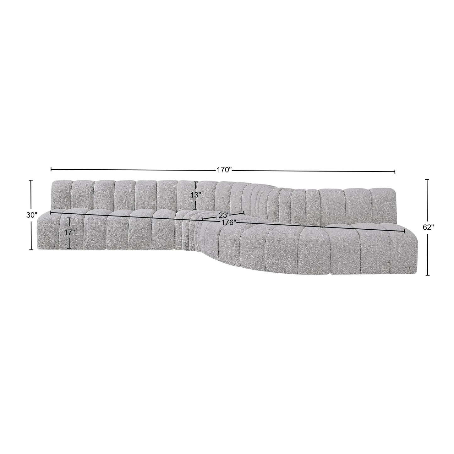 zara grey boucle fabric modular sofa s7c