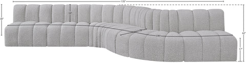 Briar Grey 170 Boucle Fabric Upholstered Modular Sectional, 7-Piece