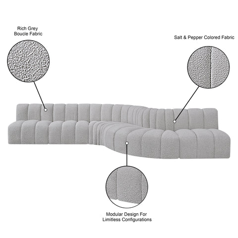 Briar Grey 170 Boucle Fabric Upholstered Modular Sectional, 7-Piece