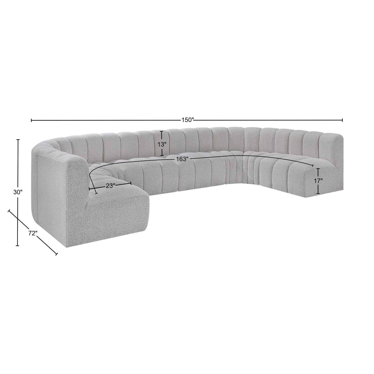 zara grey boucle fabric modular sofa s8a