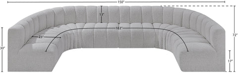 Briar Grey 150 Boucle Fabric Upholstered Modular Sectional, 8-Piece