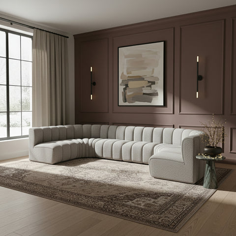 Briar Grey 150 Boucle Fabric Upholstered Modular Sectional, 8-Piece