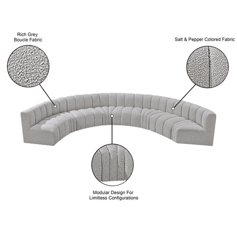 Briar Grey 162 Boucle Fabric Upholstered Modular Sectional, 8-Piece